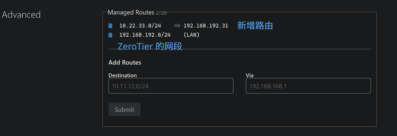 ZT添加路由